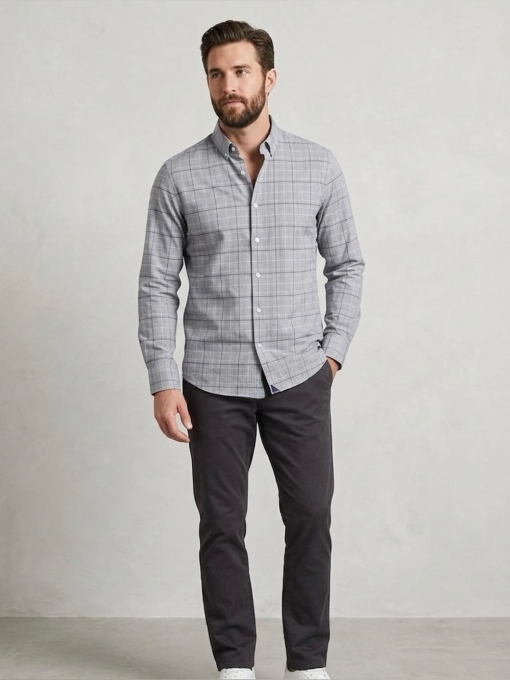 UNTUCKit Men's Grey and Blue Wrinkle-free Button-Down Shirt Size XL Like New!